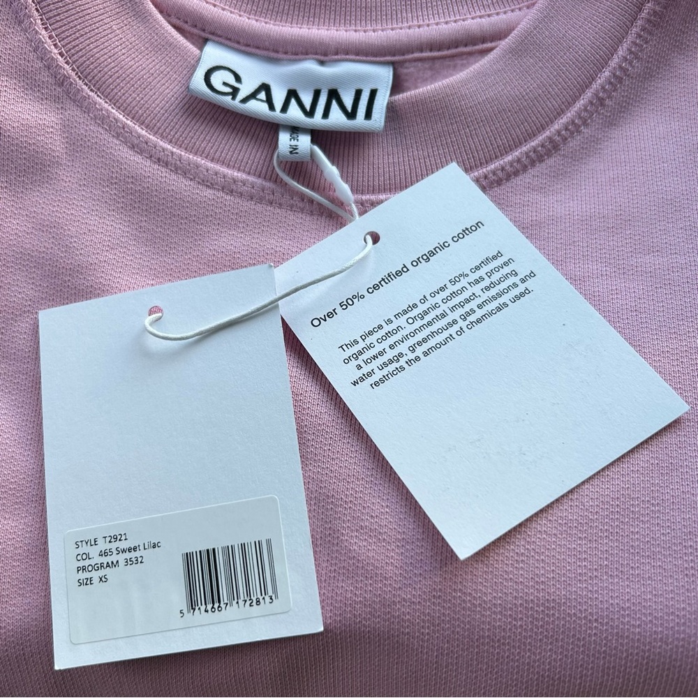 GANNI Puff Sleeve Sweatshirt in Sweet Lilac - Picture 6 of 11